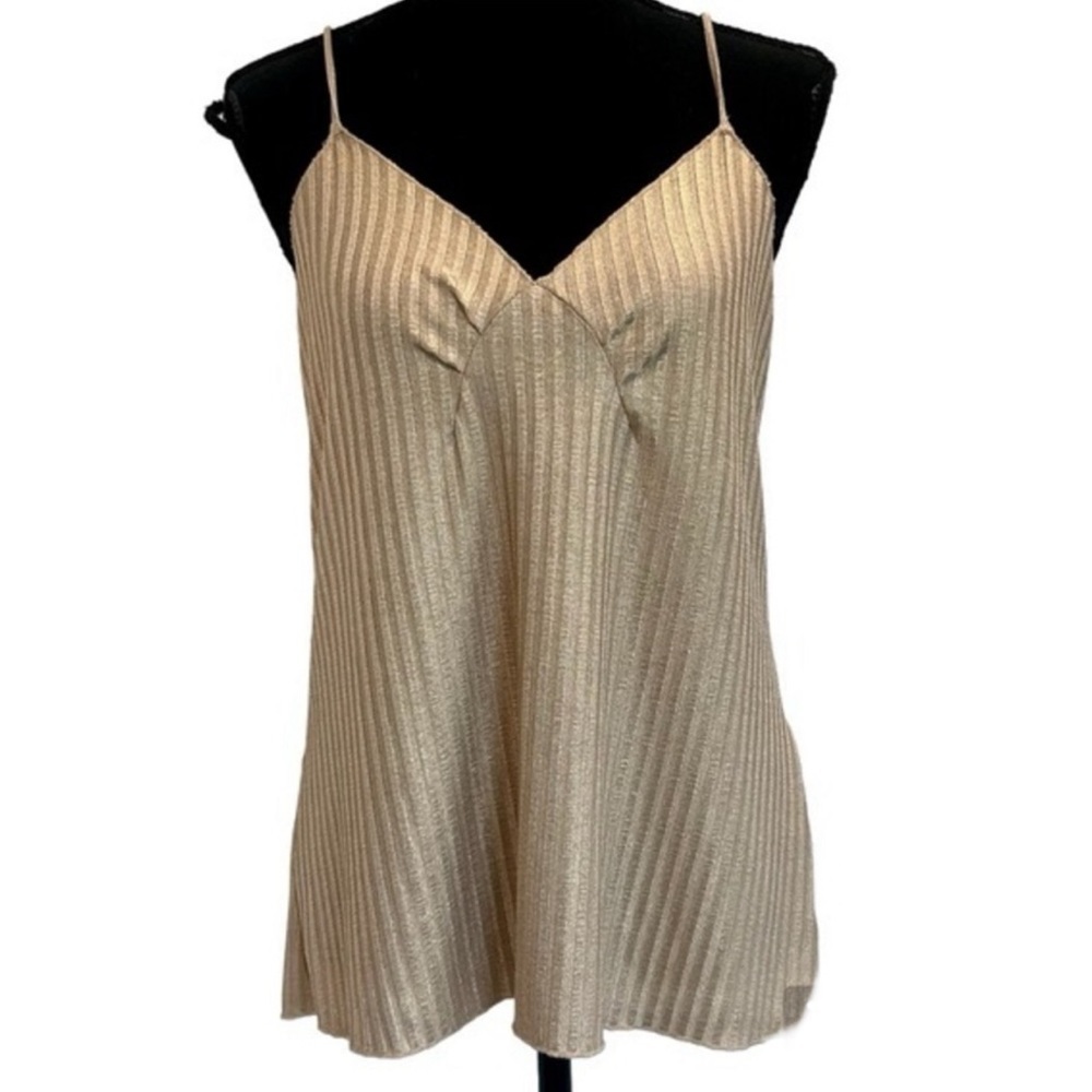 New Zara Ribbed Sleeveless Top‎ Gold Shimmer Size L